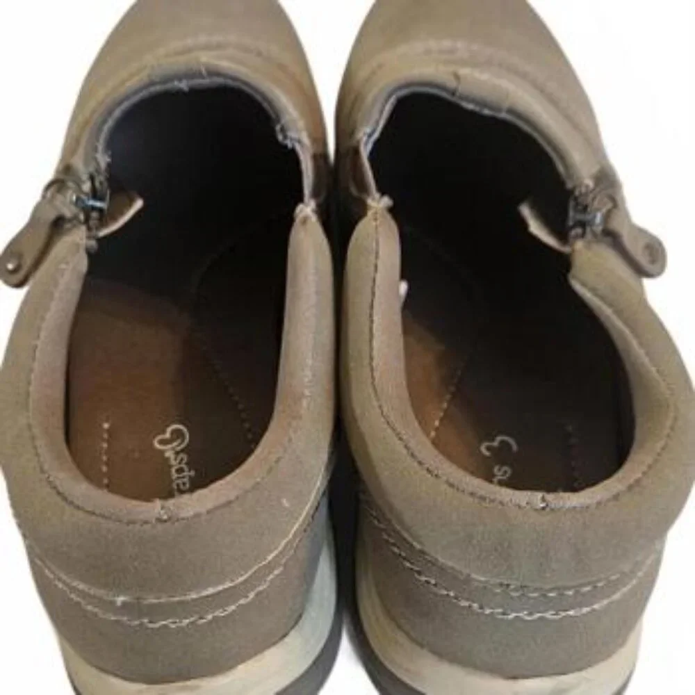 Beartraps Women's Casual Slip-On Taupe Loafers with Side Zipper Size 9W - Picture 4 of 6